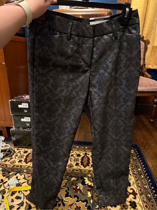 Worthington Pants - Black Brocade Straight-Leg Dress Pants With Shimmer Detail